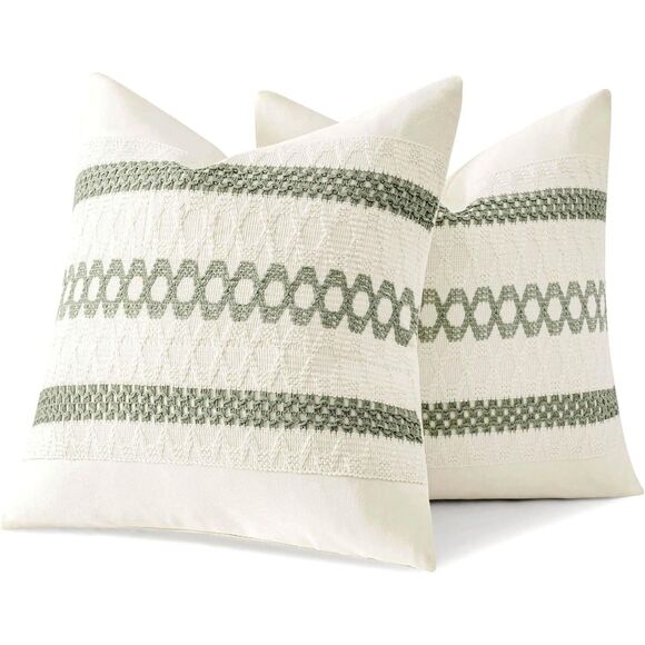 🌿 MIULEE Sage Green Boho Pillow Covers 20x20 Set of 2 Modern Macrame Farmhouse - Picture 2 of 9